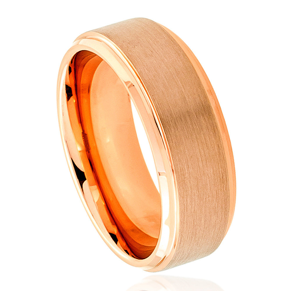 8mm Rose Plated Tungsten Carbide Wedding Band Ring Men's Band